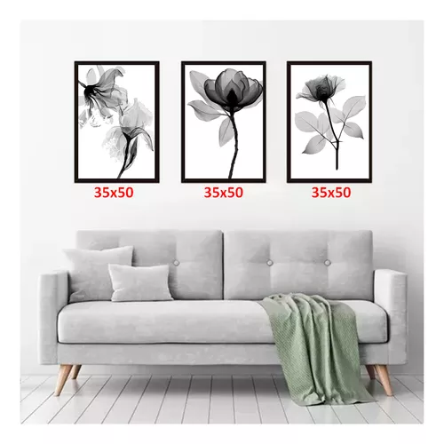 CUADROS ROSAS EN EN COLOR BLANCO Y EN COLOR NEGRO, PACK DE 3 UNIDADES, 35X50 CM - 2