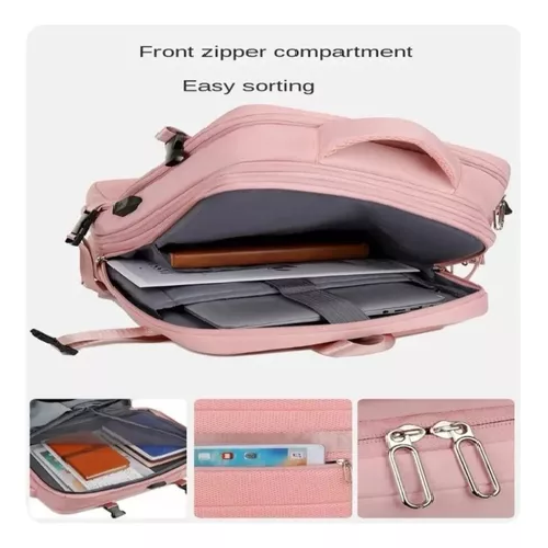 MOCHILA EXPANDIBLE DE VIAJE, MULTIUSO, IMPERMEABLE, CABINA DE AVIÓN, COLOR ROSADO - 4