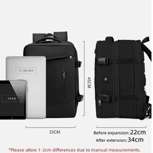 MOCHILA EXPANDIBLE DE VIAJE, MULTIUSO, IMPERMEABLE, CABINA DE AVIÓN, COLOR ROSADO - 6
