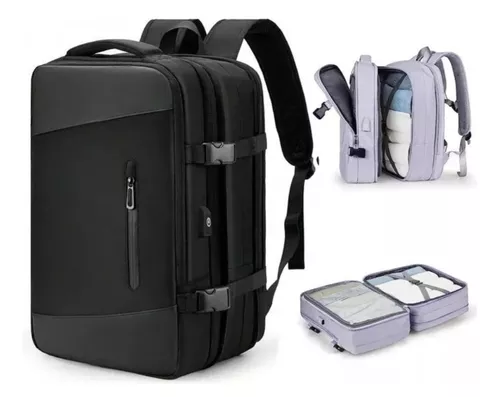 MOCHILA EXPANDIBLE DE VIAJE, MULTIUSO, IMPERMEABLE, CABINA DE AVIÓN, COLOR ROSADO - 8