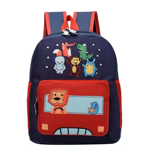 MOCHILA ANIMALITOS PARA NIÑOS, KINDERGARTEN, COLOR EN COLOR ROJO, IMPERMEABLE - 1