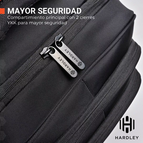 MOCHILA NOTEBOOK IMPERMEABLE ANTIRROBO BALÍSTICA HARDLEY CON USB EN COLOR EN COLOR NEGRO - 6