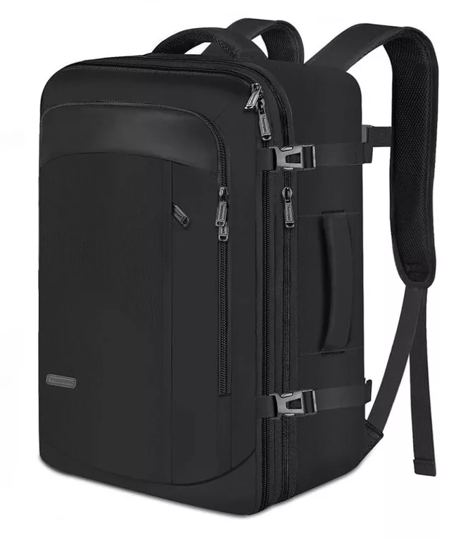 MOCHILA DE VIAJE VANCROPAK 1215 IMPERMEABLE EXPANDIBLE ANTIRROBO 40L EN COLOR NEGRO - 1