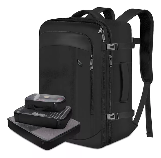 MOCHILA DE VIAJE VANCROPAK 1215 IMPERMEABLE EXPANDIBLE ANTIRROBO 40L EN COLOR NEGRO - 3