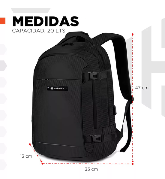 BOLSO MORRAL PORTÁTIL HARDLEY SCOTLAND 1 20L EN COLOR NEGRO - 5