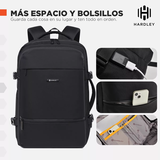 MOCHILA NOTEBOOK HARDLEY PARA VIAJE EN AVIÓN IMPERMEABLE ANTIRROBO - 3