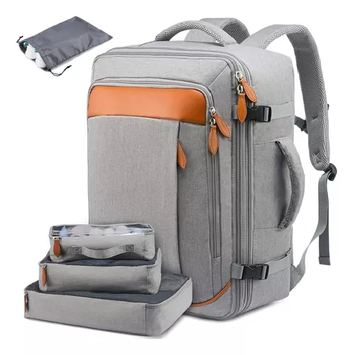 MOCHILA DE MALETA DE VIAJE CON 4 CUBOS DE EMBALAJE PARA AVIÓN, COLOR GRIS - 1