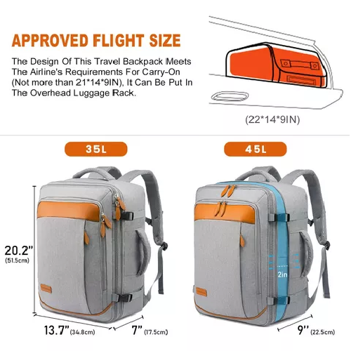 MOCHILA DE MALETA DE VIAJE CON 4 CUBOS DE EMBALAJE PARA AVIÓN, COLOR GRIS - 3