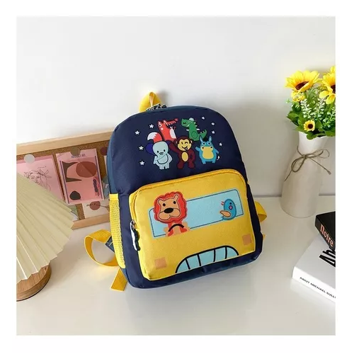 MOCHILA ANIMALITOS PARA NIÑOS, KINDERGARTEN, COLOR AZUL, IMPERMEABLE - 2