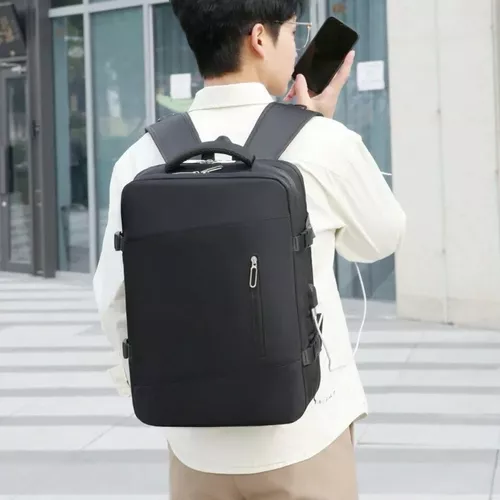 MOCHILA EXPANDIBLE DE VIAJE, MULTIUSO, IMPERMEABLE, CABINA DE AVIÓN, COLOR EN COLOR NEGRO - 3