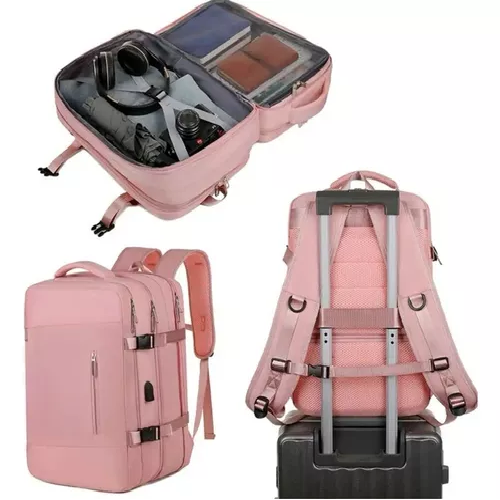 MOCHILA EXPANDIBLE DE VIAJE, MULTIUSO, IMPERMEABLE, CABINA DE AVIÓN, COLOR EN COLOR NEGRO - 4