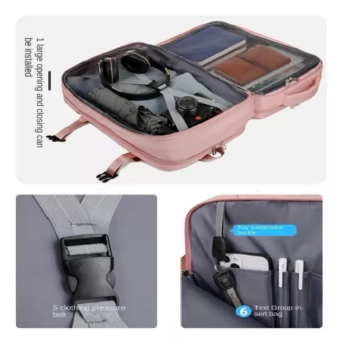 MOCHILA EXPANDIBLE DE VIAJE, MULTIUSO, IMPERMEABLE, CABINA DE AVIÓN, COLOR EN COLOR NEGRO - 5