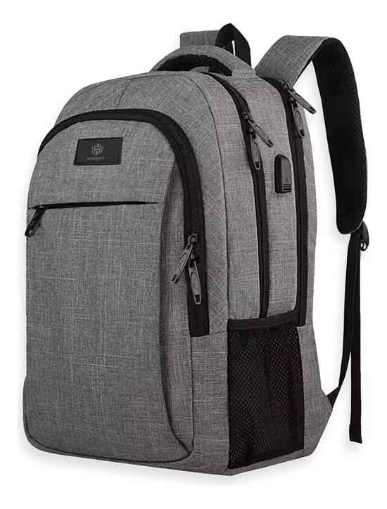 MOCHILA NOTEBOOK HARDLEY IMPERMEABLE ANTIRROBO PARA HOMBRE Y MUJER GRIS - 1