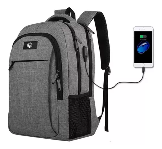 MOCHILA NOTEBOOK HARDLEY IMPERMEABLE ANTIRROBO PARA HOMBRE Y MUJER GRIS - 4
