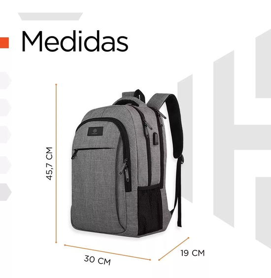 MOCHILA NOTEBOOK HARDLEY IMPERMEABLE ANTIRROBO PARA HOMBRE Y MUJER GRIS - 5
