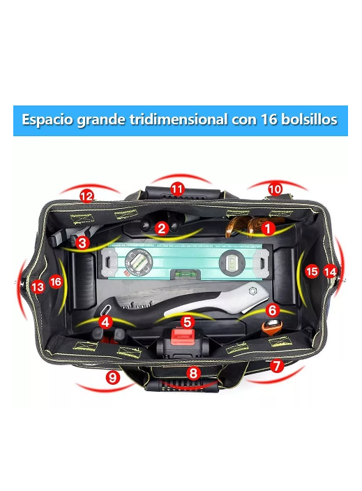 BOLSA DE HERRAMIENTAS PARA ELECTRICISTA, MOCHILA ORGANIZADOR, COLOR EN COLOR NEGRO - 4