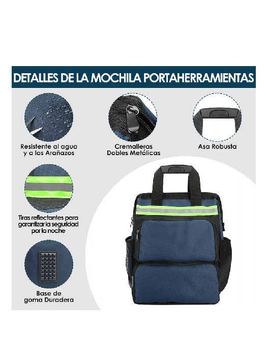 MOCHILA PORTA HERRAMIENTAS MULTIFUNCIONAL PARA ELECTRICISTA, COLOR EN COLOR NEGRO - 4