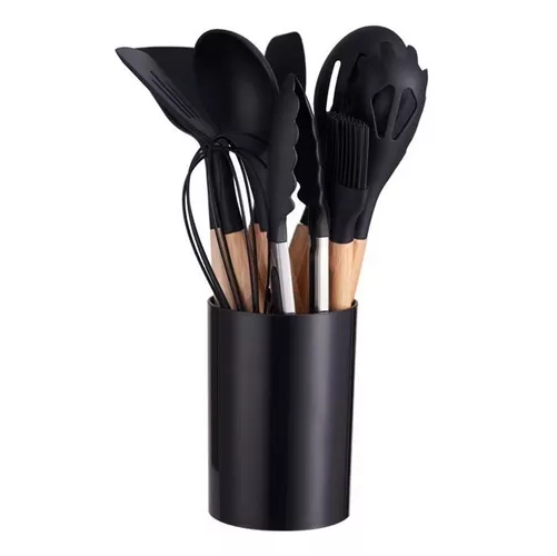 SET DE 11 UTENSILIOS DE COCINA DE SILICONA, ANTIADHERENTES, INCLUYE ALMACENAMIENTO - 2