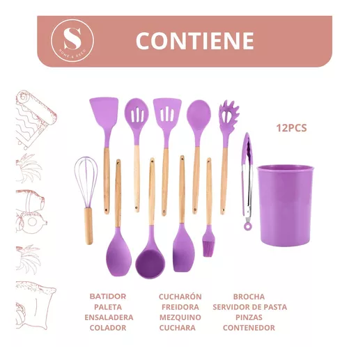 SET DE 11 UTENSILIOS DE COCINA DE SILICONA, ANTIADHERENTES - 2