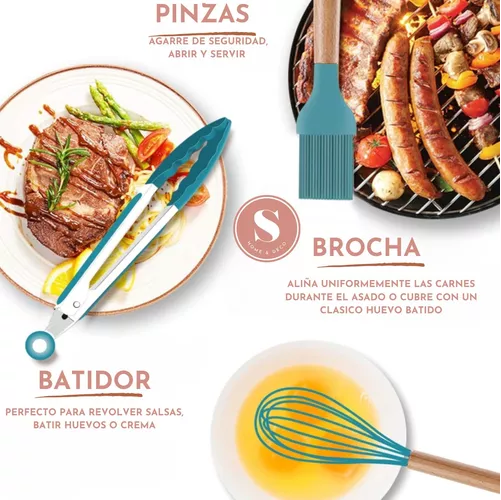 SET DE 11 UTENSILIOS DE COCINA DE SILICONA, ANTIADHERENTES - 5