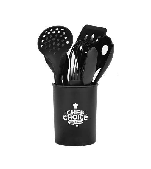 SET DE 12 UTENSILIOS DE COCINA DE SILICONA, ANTIADHERENTES, COLOR EN COLOR NEGRO - 1
