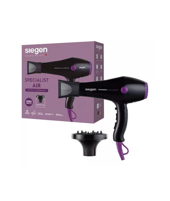 SECADOR DE PELO SIEGEN SG-3049 2 VELOCIDADES 2000W, COLOR EN COLOR NEGRO - 1