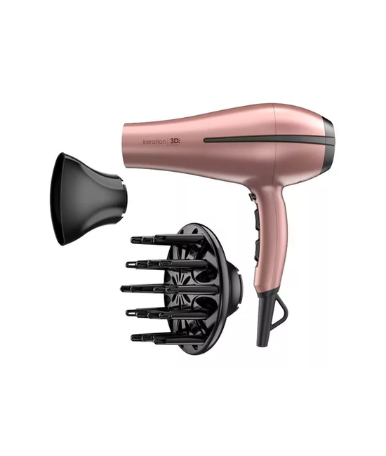 SECADOR DE PELO GAMA BORA 3D THERAPY ION KERATIN 2200W, COLOR ROSA - 1