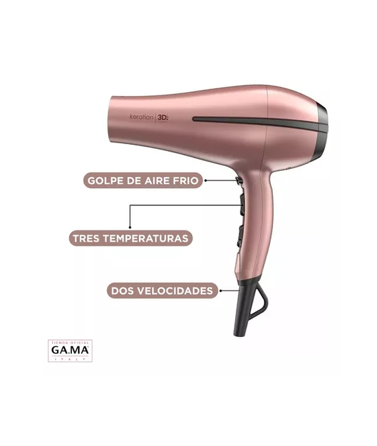 SECADOR DE PELO GAMA BORA 3D THERAPY ION KERATIN 2200W, COLOR ROSA - 4