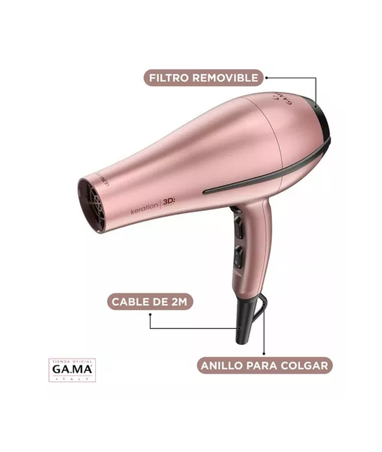 SECADOR DE PELO GAMA BORA 3D THERAPY ION KERATIN 2200W, COLOR ROSA - 5