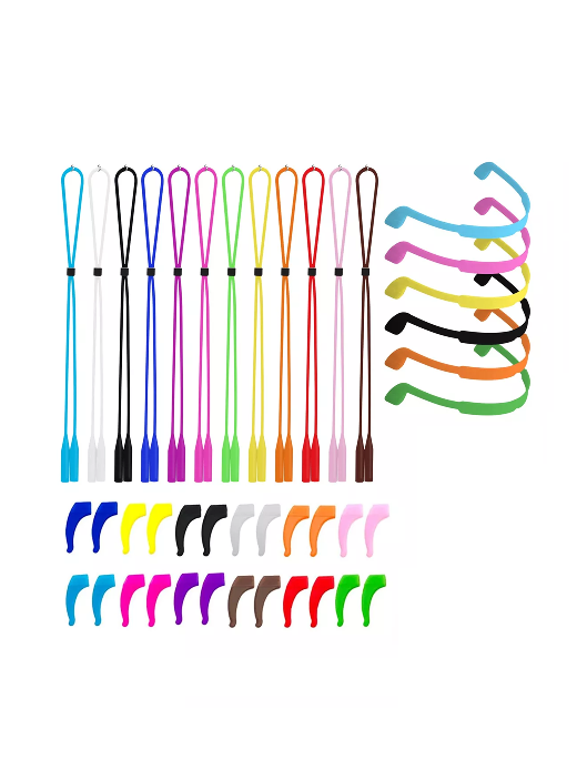 30 STRAPS SUJETADOR LENTES SILICONA AJUSTABLE GANCHO ANTICA, COLOR EN COLOR NEGRO - 6