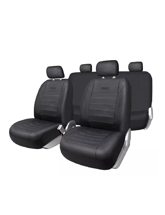 FUNDA CUBRE ASIENTO AUTO UNIVERSAL ECOCUERO GRAND PRIX, COLOR EN COLOR NEGRO - 1