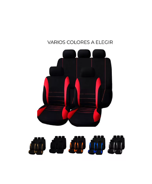 SET FUNDA UNIVERSAL CUBRE ASIENTO AUTOMÓVIL 10 PIEZAS, COLOR EN COLOR NEGRO - 5