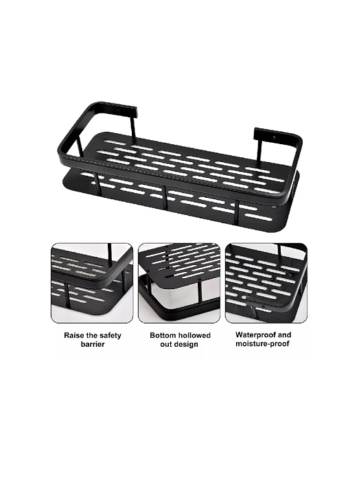 ORGANIZADOR DE DUCHA EN COLOR NEGRO, REPISA PARA DUCHA, ACCESORIOS MULTIUSO PARA BAÑO - 3