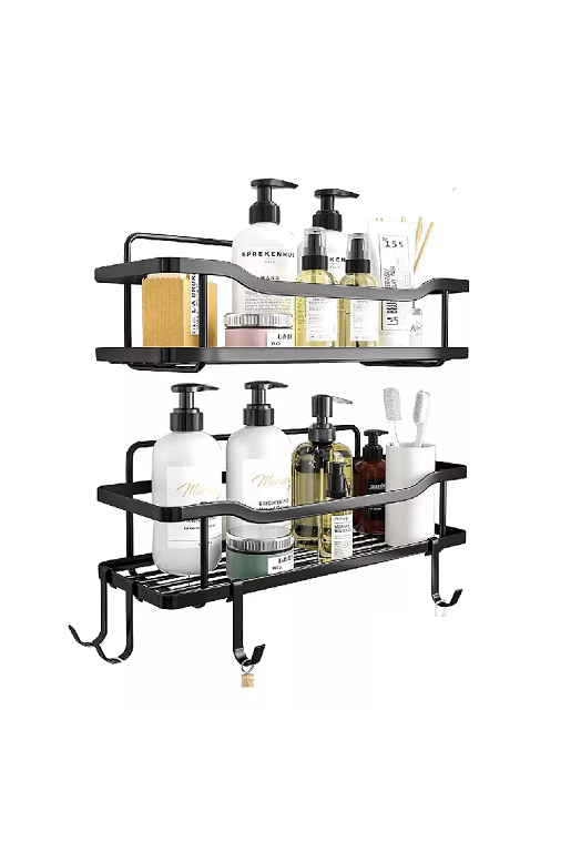 ORGANIZADOR DE DUCHA REPISA BAÑO ADHESIVO SET DE 2 INOXIDABLE EN COLOR NEGRO - 4