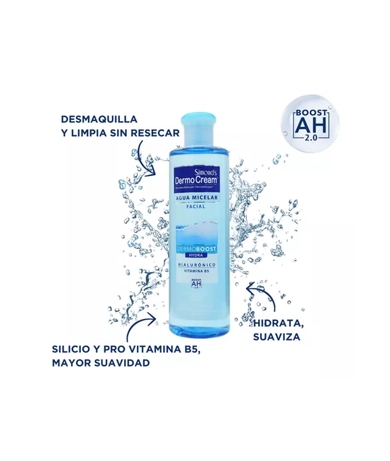 AGUA MICELAR FACIAL DERMO CREAM HYDRA 360ML 18+ 405G, TODO TIPO DE PIEL