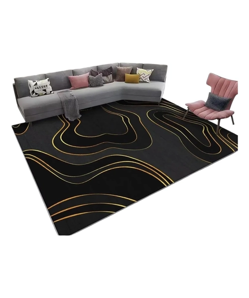 ALFOMBRA CAFE  DISEÑO 3D CUADRICULAR 160X200 ANTIDESLIZANTE - 1