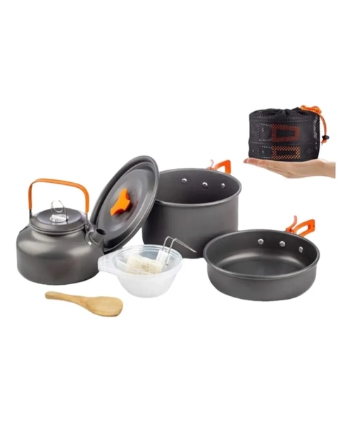 SET DE OLLAS Y TETERA PARA CAMPING, CAZA Y PESCA 3 PERSONAS - 2