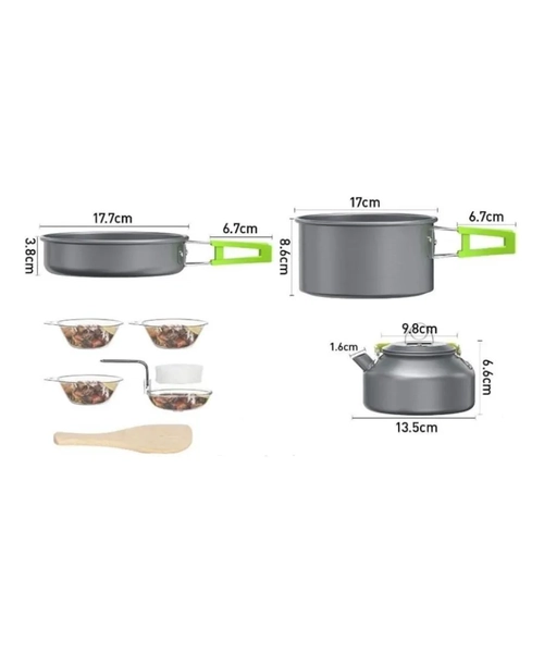 SET DE OLLAS Y TETERA PARA CAMPING, CAZA Y PESCA 3 PERSONAS - 3