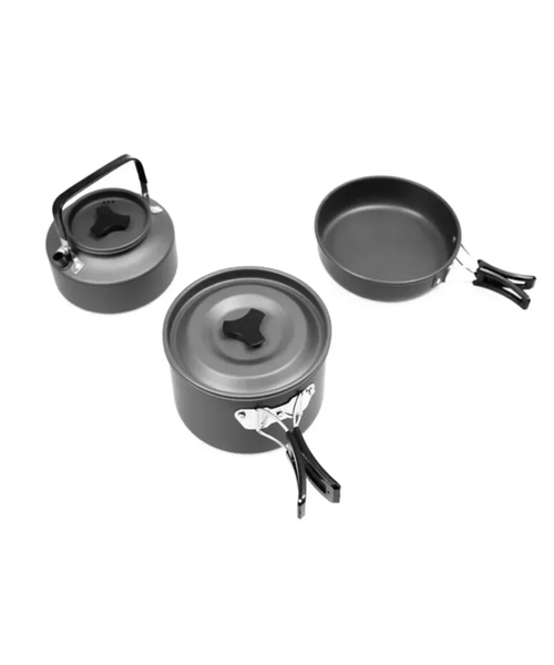 SET DE OLLAS Y TETERA PARA CAMPING, CAZA Y PESCA 3 PERSONAS - 5