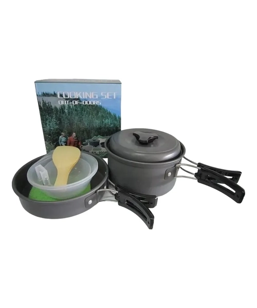 JUEGO DE OLLAS PARA CAMPING ALUMINIO LIVIANAS PRACTICA SY200 - 1