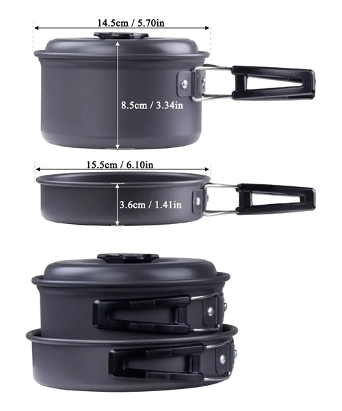 JUEGO DE OLLAS PARA CAMPING ALUMINIO LIVIANAS PRACTICA SY200 - 4