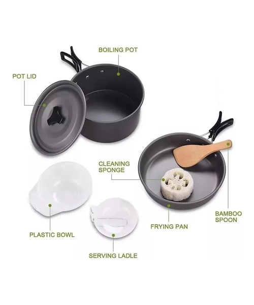 JUEGO DE OLLAS PARA CAMPING ALUMINIO LIVIANAS PRACTICA SY200 - 7