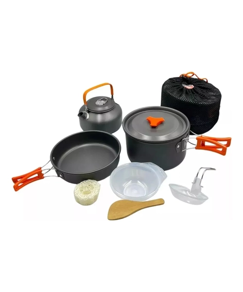 SET OLLAS CAMPING OUTDOOR DE COCINILLA Y TETERA PORTATIL - 1