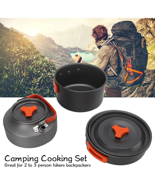 SET OLLAS CAMPING OUTDOOR DE COCINILLA Y TETERA PORTATIL - 3