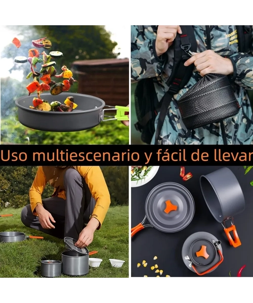 SET OLLAS CAMPING OUTDOOR DE COCINILLA Y TETERA PORTATIL - 5