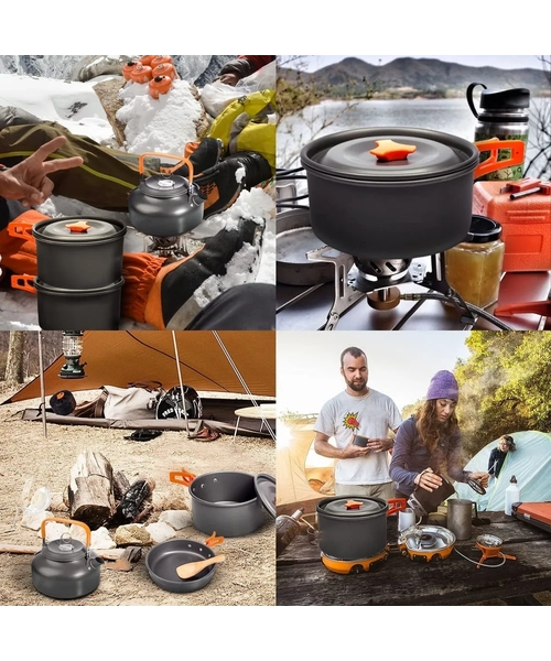 SET OLLAS CAMPING OUTDOOR DE COCINILLA Y TETERA PORTATIL - 7