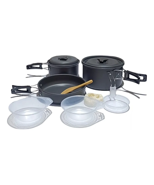 SET DE OLLAS UTENSILIOS DE COCINA 8 PIEZAS CAMPING MILITAR - 1