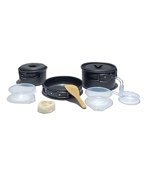 SET DE OLLAS UTENSILIOS DE COCINA 8 PIEZAS CAMPING MILITAR - 2