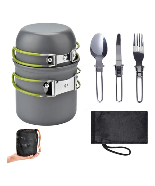 SET OLLAS CAMPING 6 PIEZAS CON CUBIERTOS Y ESTUCHE - CUKIN - 1