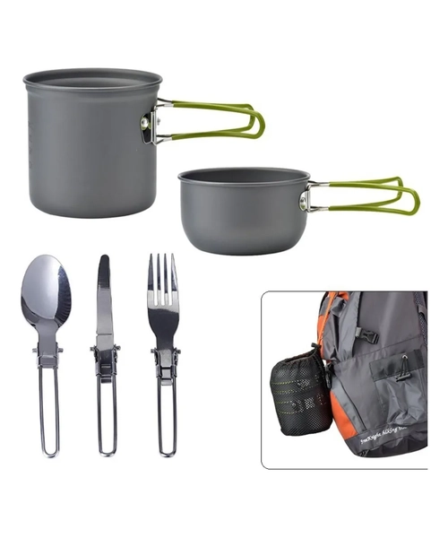 SET OLLAS CAMPING 6 PIEZAS CON CUBIERTOS Y ESTUCHE - CUKIN - 2